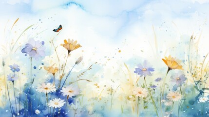 Obraz na płótnie Canvas Springtime Florals in Watercolor: Vibrant Background Images. Immerse yourself in the beauty of spring with our collection of background images featuring vibrant watercolor flowers. 