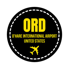 ORD Chicago O'Hare airport symbol icon