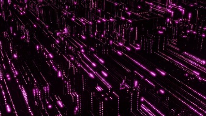 Datentransfer, Stadt, Großstadt, dunkel, Nacht, Internet, rot, SSL, Verschlüsselung, Sicherheit, ...