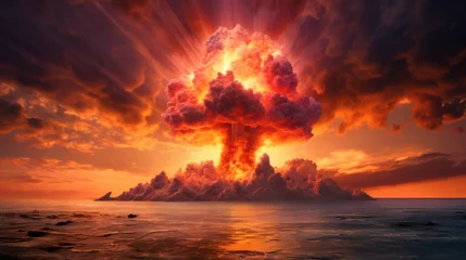 Poster Im Rahmen explosion nuclear bomb in ocean © grigoryepremyan