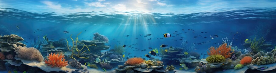 Fototapeta na wymiar a coral reef underwater with corals and fishes