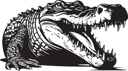 Fierce Majesty Vector Alligator Icon Design Primeval Guardian Black Alligator Emblem