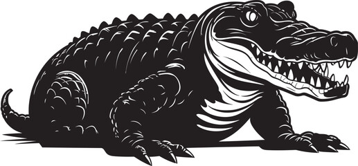 Jaws Unleashed Alligator Black Logo Design Vicious Vigilance Black Vector Alligator