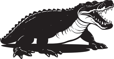 Jungle Monarch Black Alligator Logo Sleek Hunter Vector Alligator Icon Design