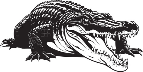 Sleek Hunter Vector Alligator Icon Design Reptilian Majesty Black Alligator Emblem