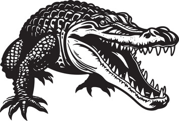 Fierce Sovereign Black Alligator Logo Primeval Scale Alligator Vector Emblem