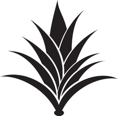 Aloe Radiance Black Vector Emblem Logo Botanic Serenity Aloe Vera Black Icon Design
