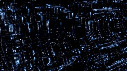 Datentransfer, Stadt, Großstadt, dunkel, Nacht, Internet, blau, SSL, Verschlüsselung, Sicherheit,  Internetleitung, Glasfaser, FTTH, Server, Virus, Maleware, Pishing, Viren, Hacking, Backup, binär