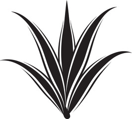 Aloe Aura Black Vector Plant Logo Design Herbal Harmony Aloe Vector Icon in Black