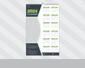 Modern 2024 New Year Wall Calendar Design and Daily Planner Template for Company