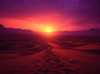 sunset in the desert on a red sky