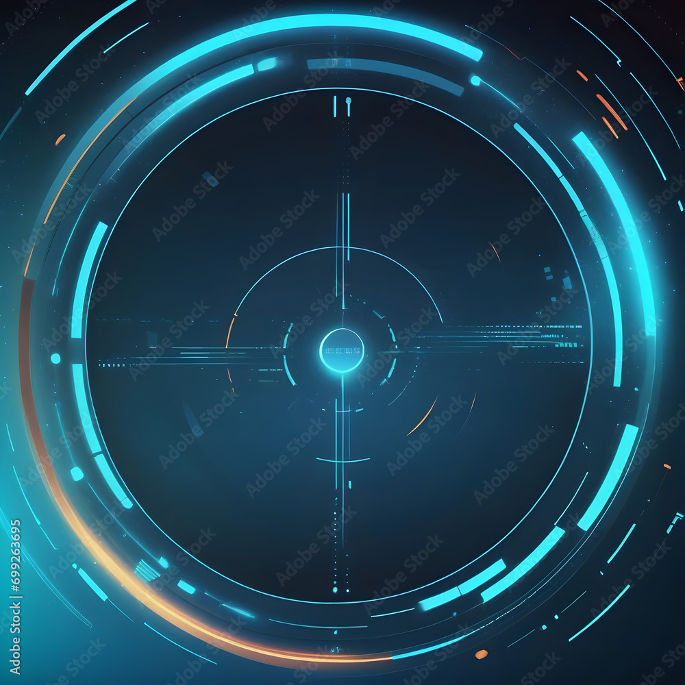 Poster futuristic circle vector hud interface screen design. abstract style on blue background. abstract ve