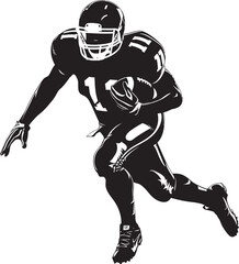 Obraz premium Athletic Dominance Black Football Player Victory Charge Football Vector Logo