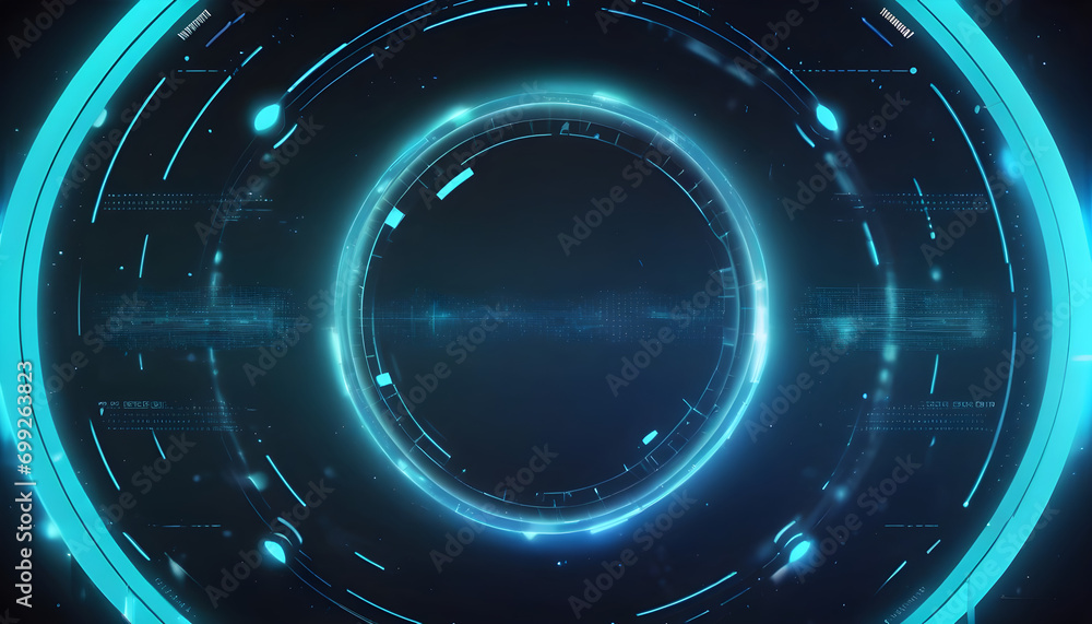 Poster futuristic circle vector hud interface screen design. abstract style on blue background. abstract ve