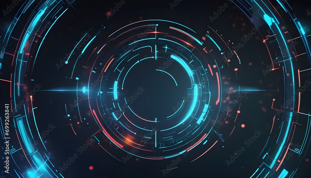 Poster futuristic circle vector hud interface screen design. abstract style on blue background. abstract ve