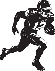 Victory Pursuit American Football Player Icon Gridiron King Black Football Emblem Design © BABBAN