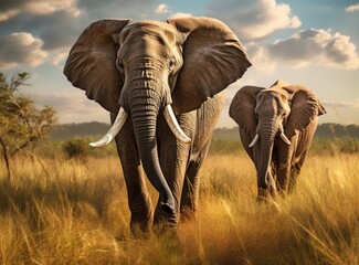 elephant family in savannah