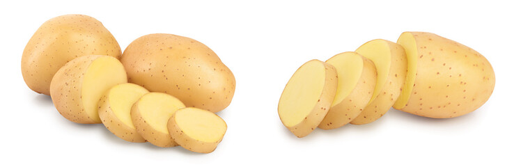 Young potato isolated on white background. Harvest new
