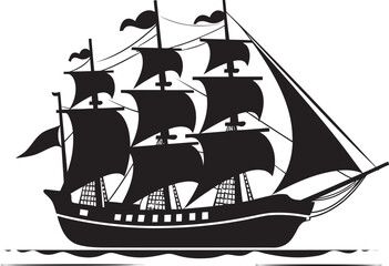 Legacy Seafaring Black Ancient Ship Nautical Artifact Vector Ship Icon