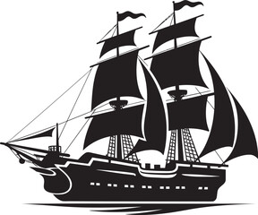 Antique Navigator Vector Ship Icon Historical Journey Black Ancient Ship
