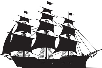 Seafaring Relic Ancient Ship in Black Maritime Antiquity Vector Ship Logo