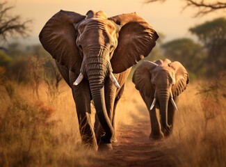 elephant family in savannah
