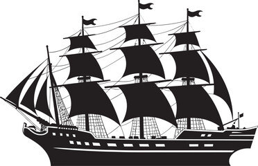 Ancient Voyage Black Ship Emblem Timeless Navigators Vector Ancient Ship