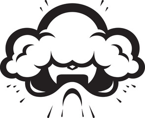 Stormy Fume Vector Angry Cloud Black Logo Riled Nimbus Cartoon Cloud Icon Design