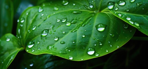 water droplets on a green