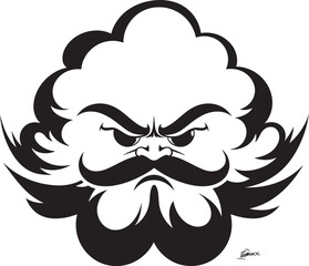 Irate Overcast Cartoon Cloud Black Logo Thunderstorm Fury Angry Cloud Icon Design