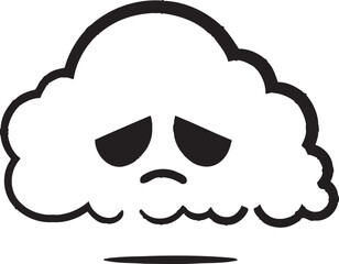 Brooding Cyclone Angry Cartoon Cloud Icon Tempestuous Rage Vector Angry Cloud Design