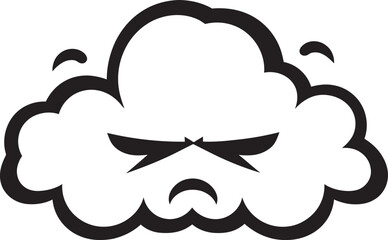 Agitated Vapor Vector Angry Cloud Emblem Raging Storm Black Cartoon Cloud Icon