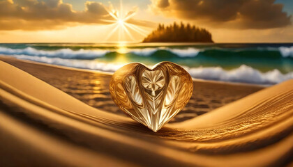 A heart shaped diamond on the beach