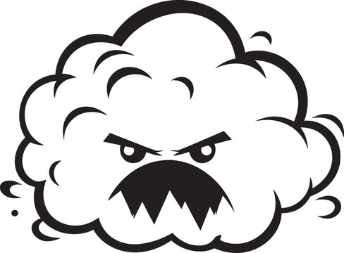 recommend clip art: Angry Cyclone Vector Cartoon Cloud Icon Menacing Thunderhead Angry Cloud Emblem Design