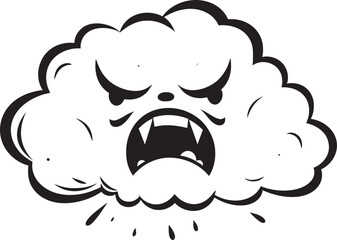 Thunderous Squall Angry Cloud Logo Stormy Fury Cartoon Cloud Black Emblem