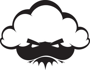 Dark Fury Angry Cartoon Cloud Emblem Raging Thundercloud Black Cloud Vector Design