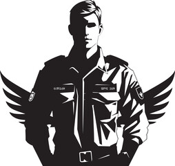 Defensive Guardian Armed Armyman Black Icon Combatant Vigor Vector Armyman Emblem