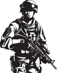 Warrior Valor Black Vector Soldier Logo Defensive Guardian Armed Armyman Black Icon