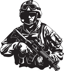 Combatant Vigor Vector Armyman Emblem Heroic Resolve Black Armed Soldier Logo Design