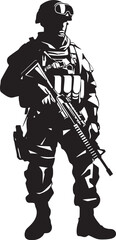 Warrior Valor Black Vector Soldier Logo Defensive Guardian Armed Armyman Black Icon