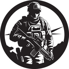 Defensive Protector Black Soldier Icon Militant Vigilance Armyman Vector Design