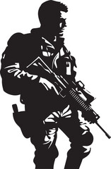 Strategic Guardian Armed Soldier Emblem Design Defensive Valor Black Logo Icon of an Armyman