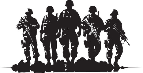 Defensive Squadron Black Army Group Symbol Warrior Legion Vector Troop Black Icon - obrazy, fototapety, plakaty