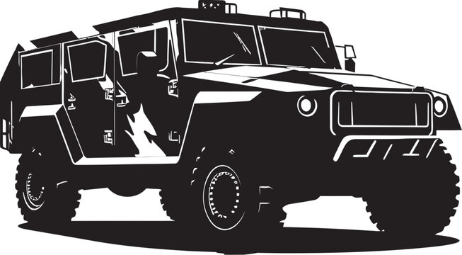 Commander s Vehicle 4x4 Army Vector Symbol Pathfinder Reconnaissance Black SUV Icon