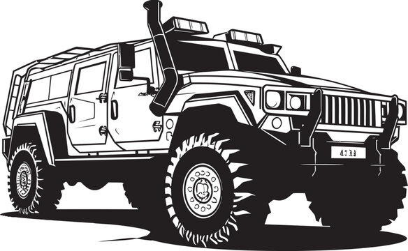 Strategic Cruiser 4x4 Vector Emblem Defensive Expedition Military Vehicle Icon