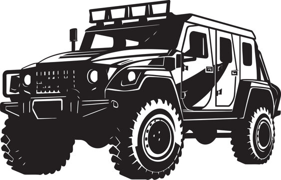 Off Road Command Army Vehicle Icon Military Pathfinder 4x4 Black Emblem