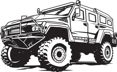 Naklejka premium Tactical Rover Vector Black Logo Emblem Off Road Command Army Vehicle Icon