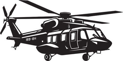 Combat Rotorcraft Vector Black Logo Emblem Tactical Huey Military Chopper Symbol