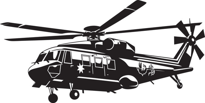 black helicopter graphic, side view, detailed clip art preview
