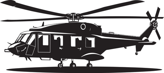 Strategic Skies Army Helicopter Black Icon Combat Rotorcraft Vector Black Logo Emblem